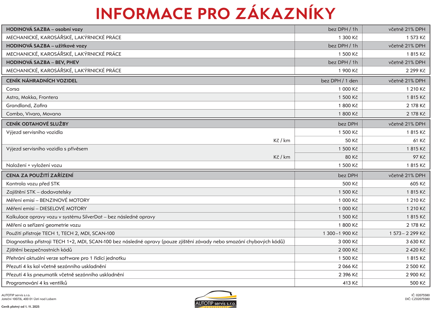 Ceník služeb